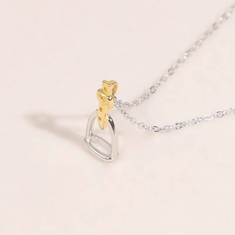 English Saddle Stirrup Iron Sterling Silver Necklace