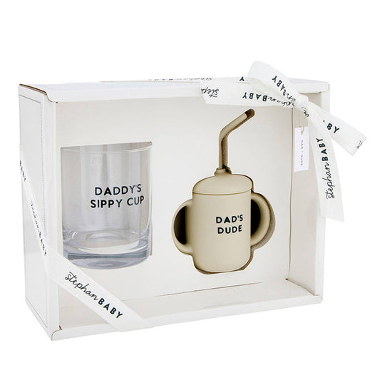 Dad Glass and Dude Sippy Cup Set
