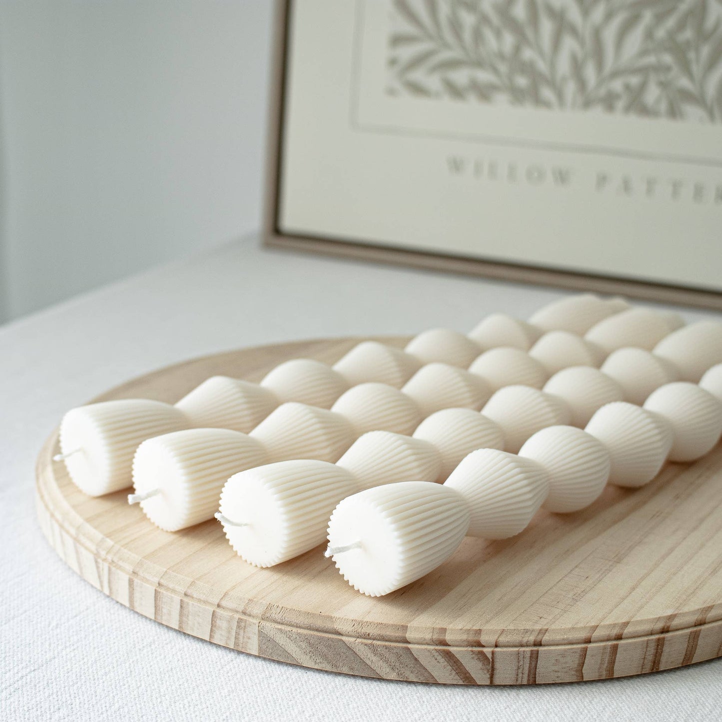 Ribbed Hourglass Taper Candles- Set of two