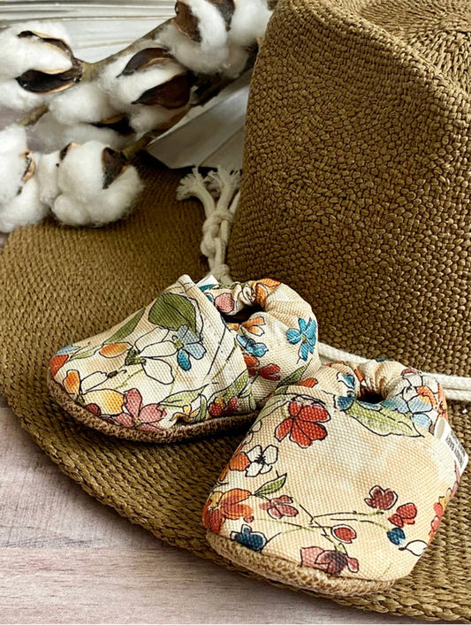 Vintage Floral Baby Moccasins 