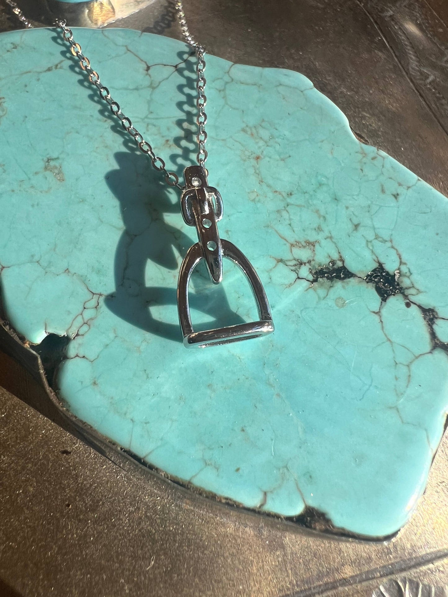 English Saddle Stirrup Iron Sterling Silver Necklace