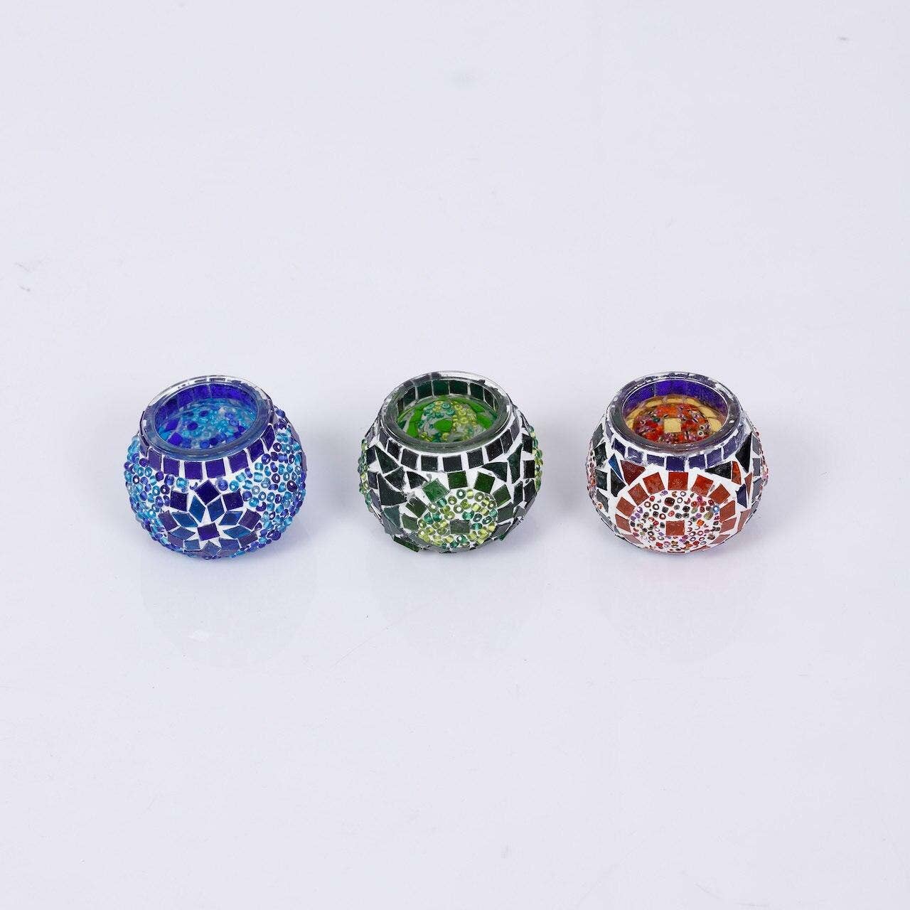 Mosaic Candle Holder, Glass Candle Holder - Set of 3