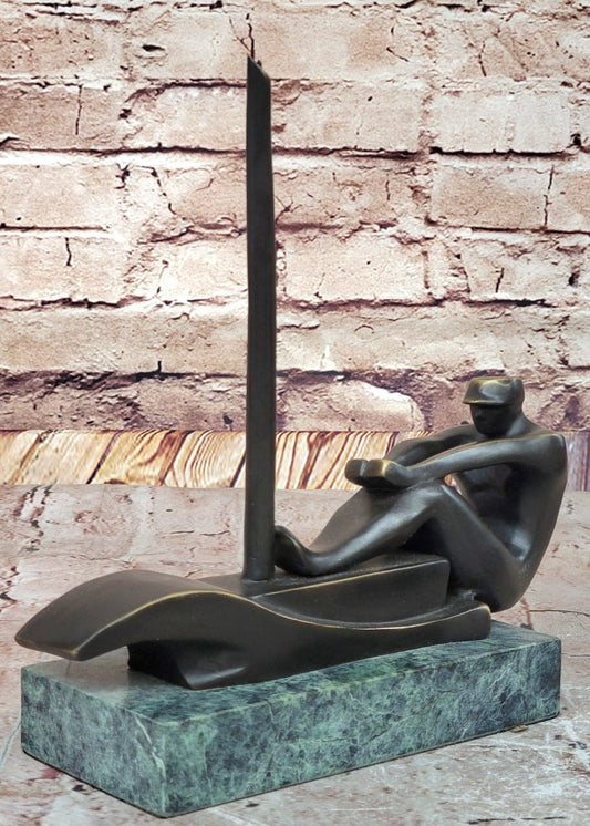 Rowing Crew Boat Canoe Kayak Water Sports Bronze Sculpture