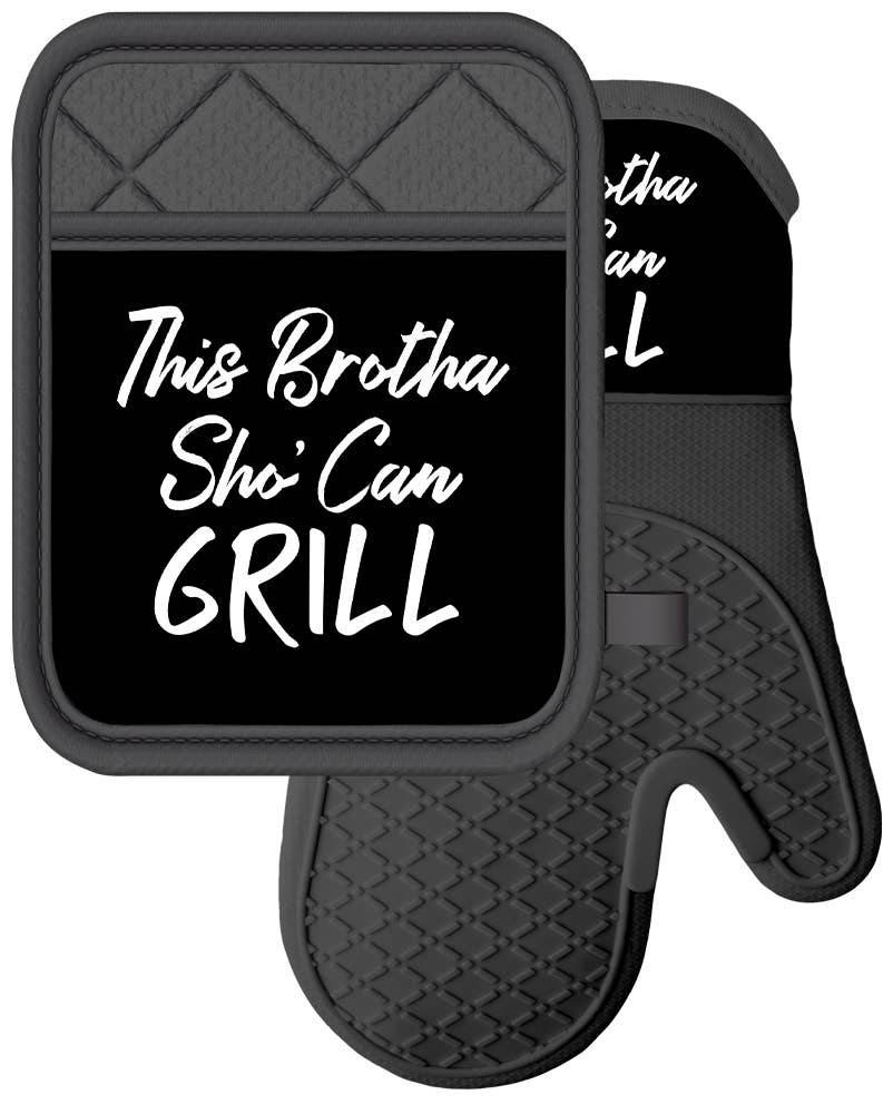 This Brotha Sho' Can Grill Oven Mitt/Pot Holder Set