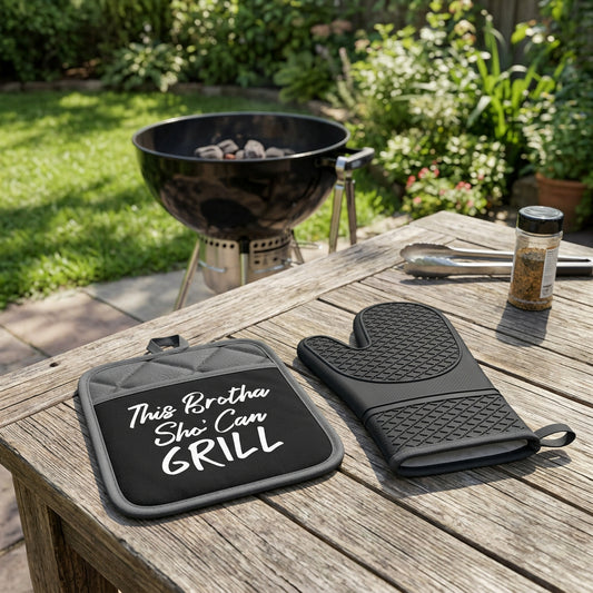 This Brotha Sho' Can Grill Oven Mitt/Pot Holder Set