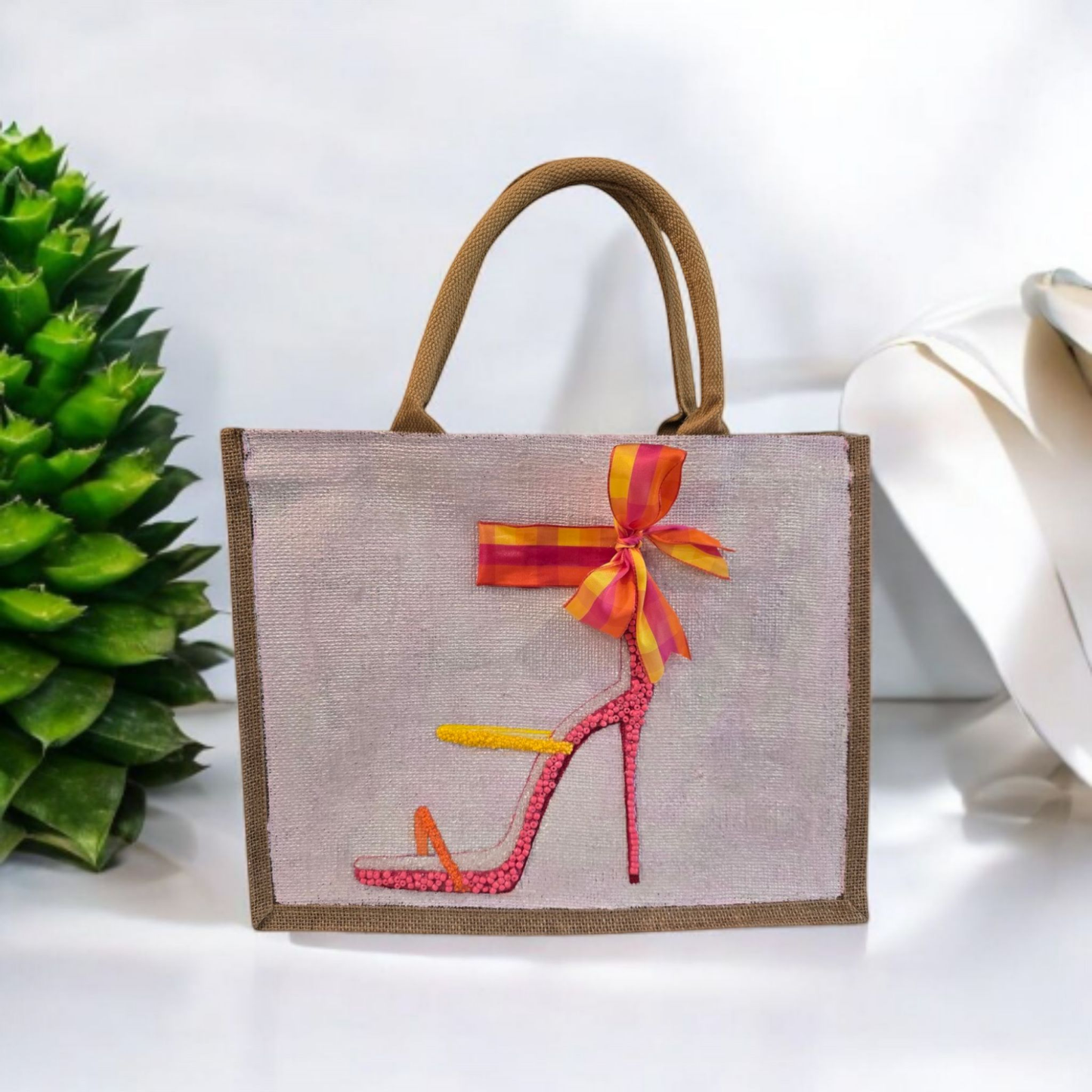 Pink Yellow and Orange High Heel Sandal Tote Bag