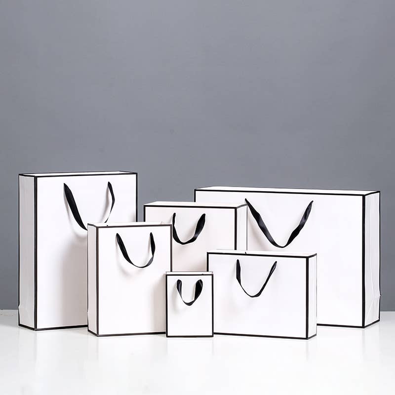 White with Black Border Paper Gift Bag