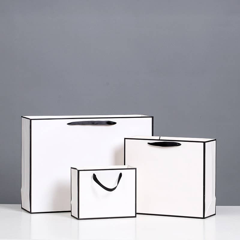 White with Black Border Paper Gift Bag