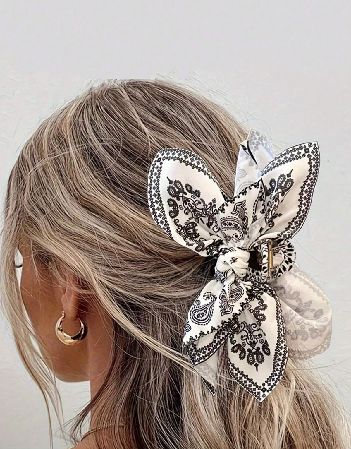 Bandana Style Print Bow Hair Clips