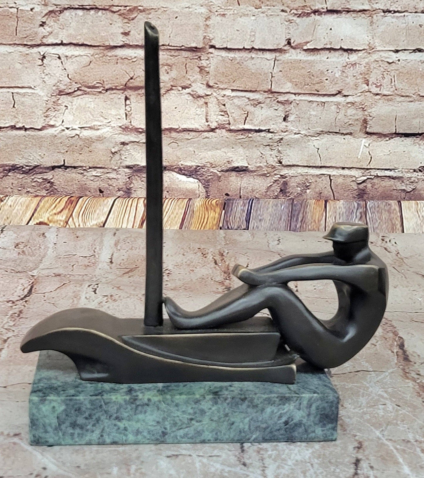 Rowing Crew Boat Canoe Kayak Water Sports Bronze Sculpture