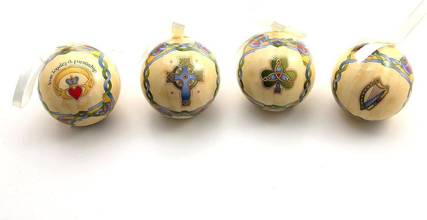 Irish Symbols Designed Christmas Baubles Set of 4