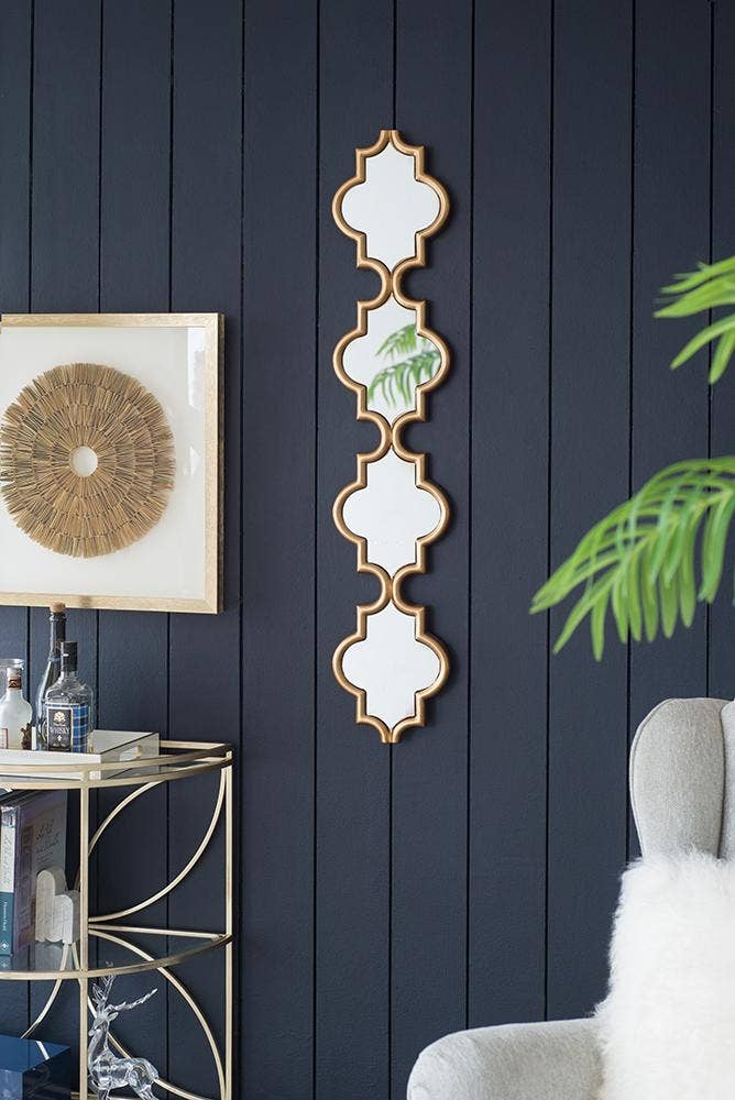 Gold Narrow Four Tiered Wall Mirror