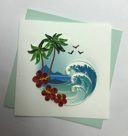 Tropical Wave Quilled Card