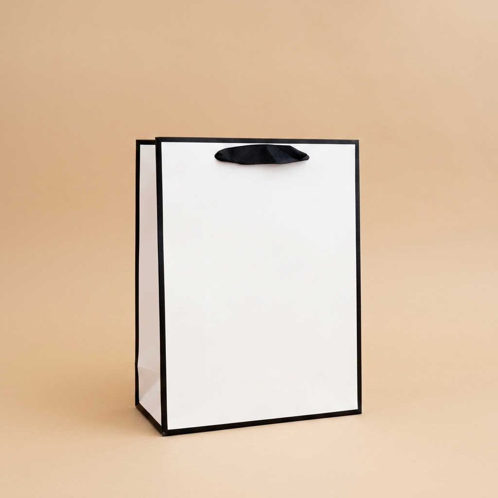 White with Black Border Paper Gift Bag