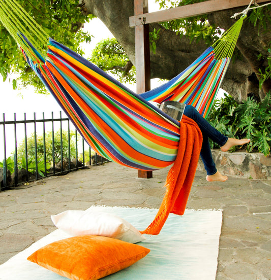 Hammock Tropical Rainbow Cotton Hammock - Beach House Decor