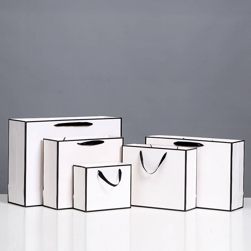 White with Black Border Paper Gift Bag