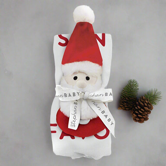 Swaddle Blanket and Plush Santa Rattle - Santa's Favorite