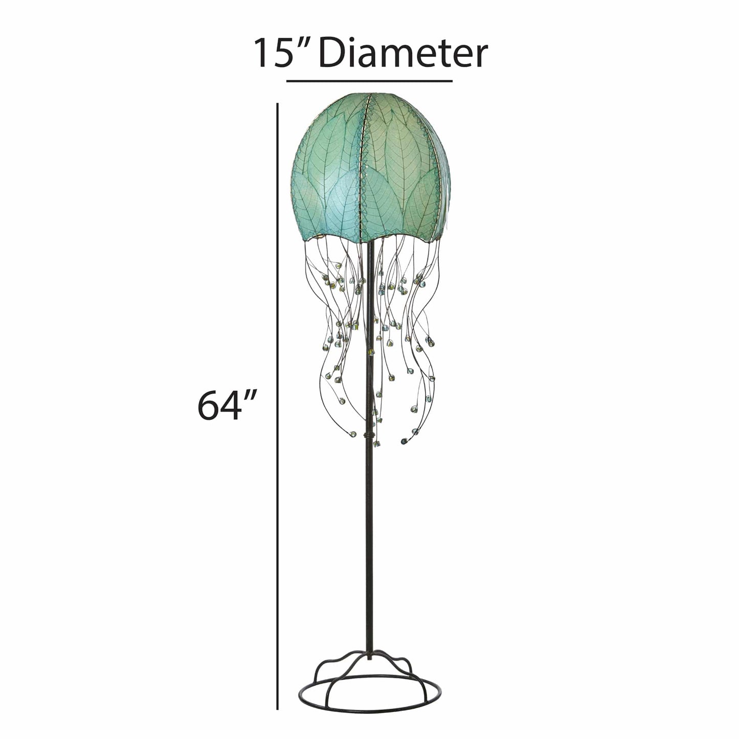 Jellyfish Large Lamp Sea Blue, Shade Made of Cocoa Leaves