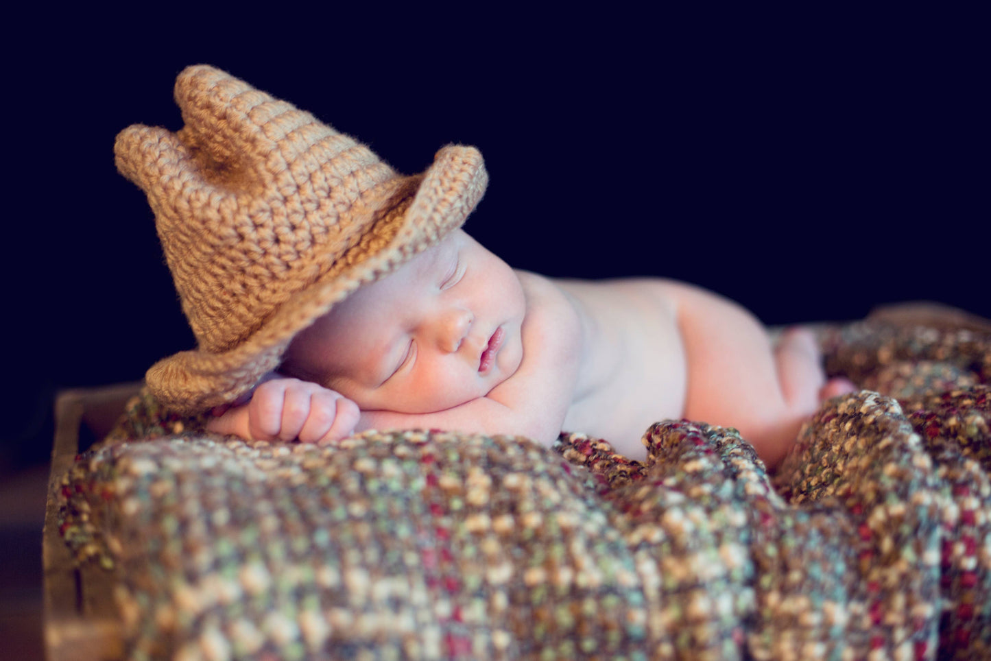 Crocheted Baby Cowbaby Hat ~ Brown or Pink