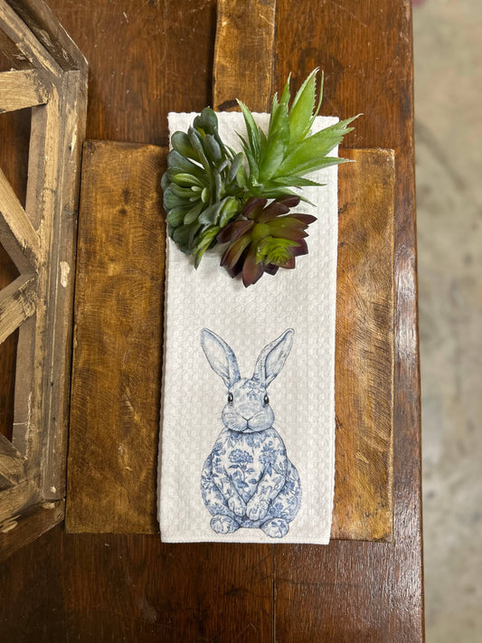 Blue Chinoiserie Bunny Towel