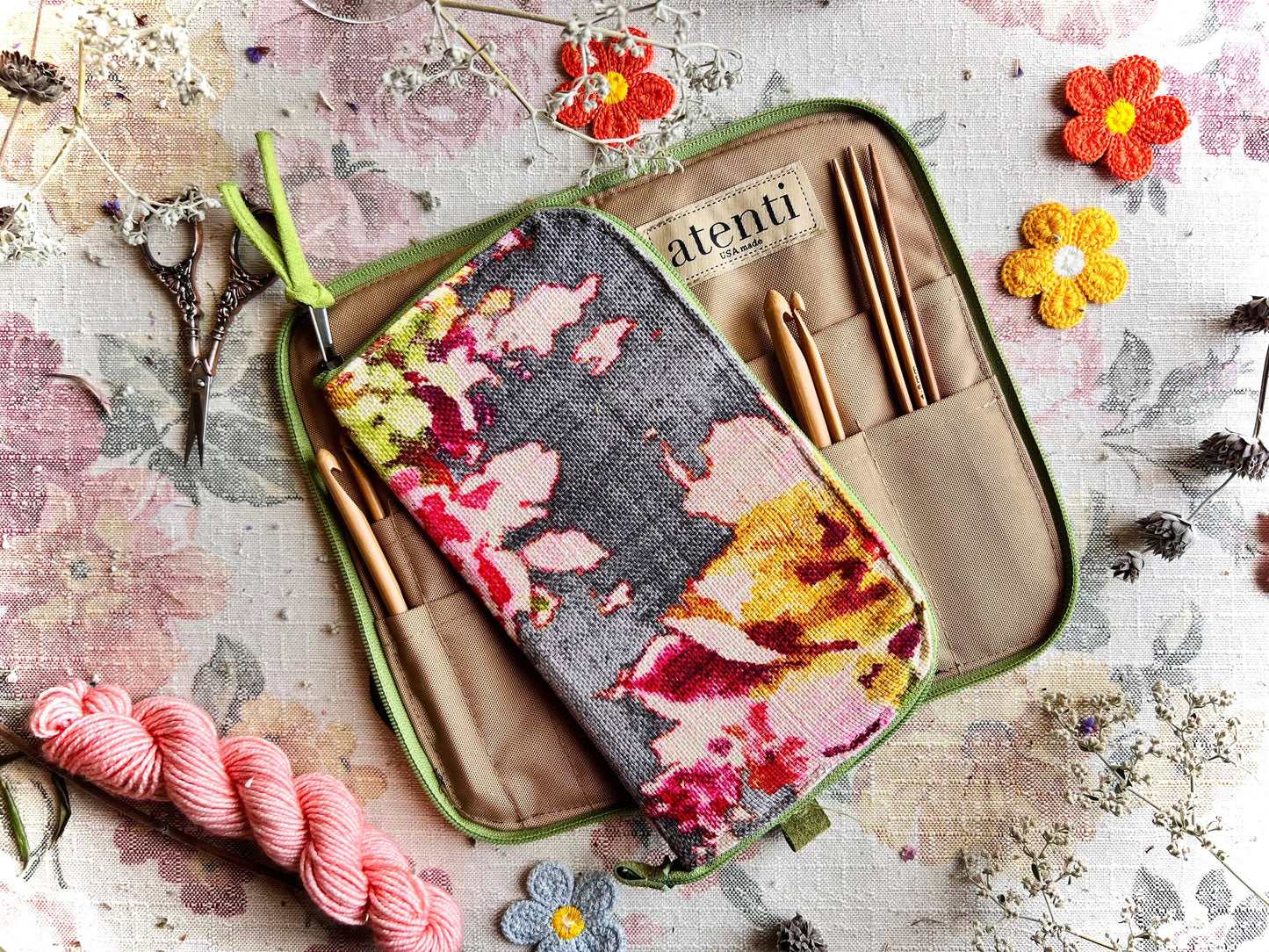 Blossom Grey Needles, Hooks, and Tools Case