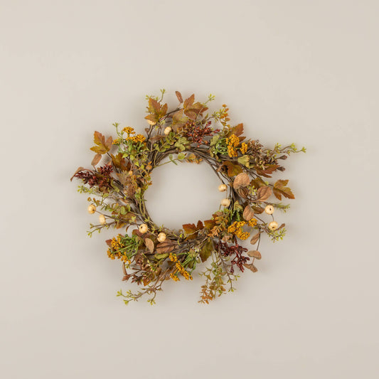 FALL WILDFLOWER, PUMPKIN & BERRY CANDLE RING