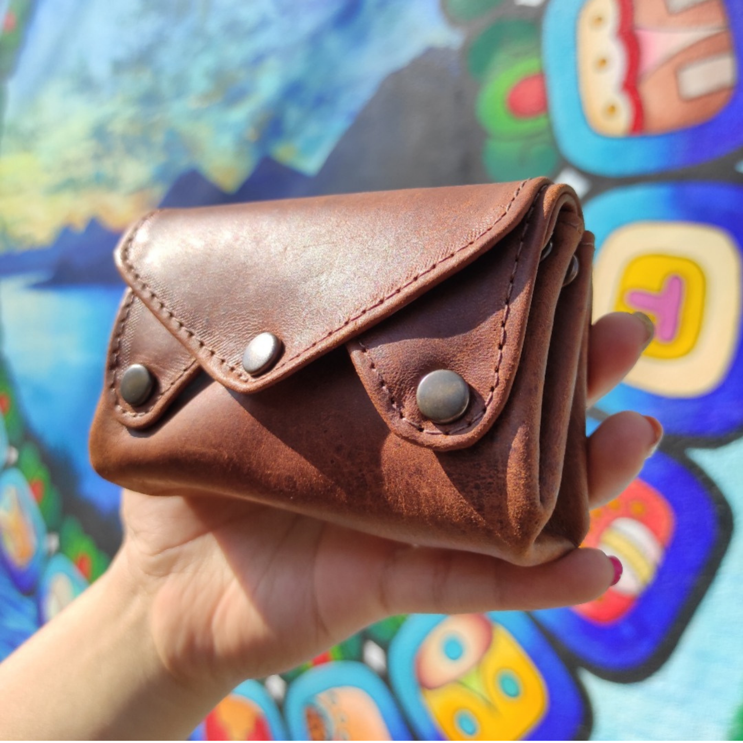 Small Leather Accordion Wallet