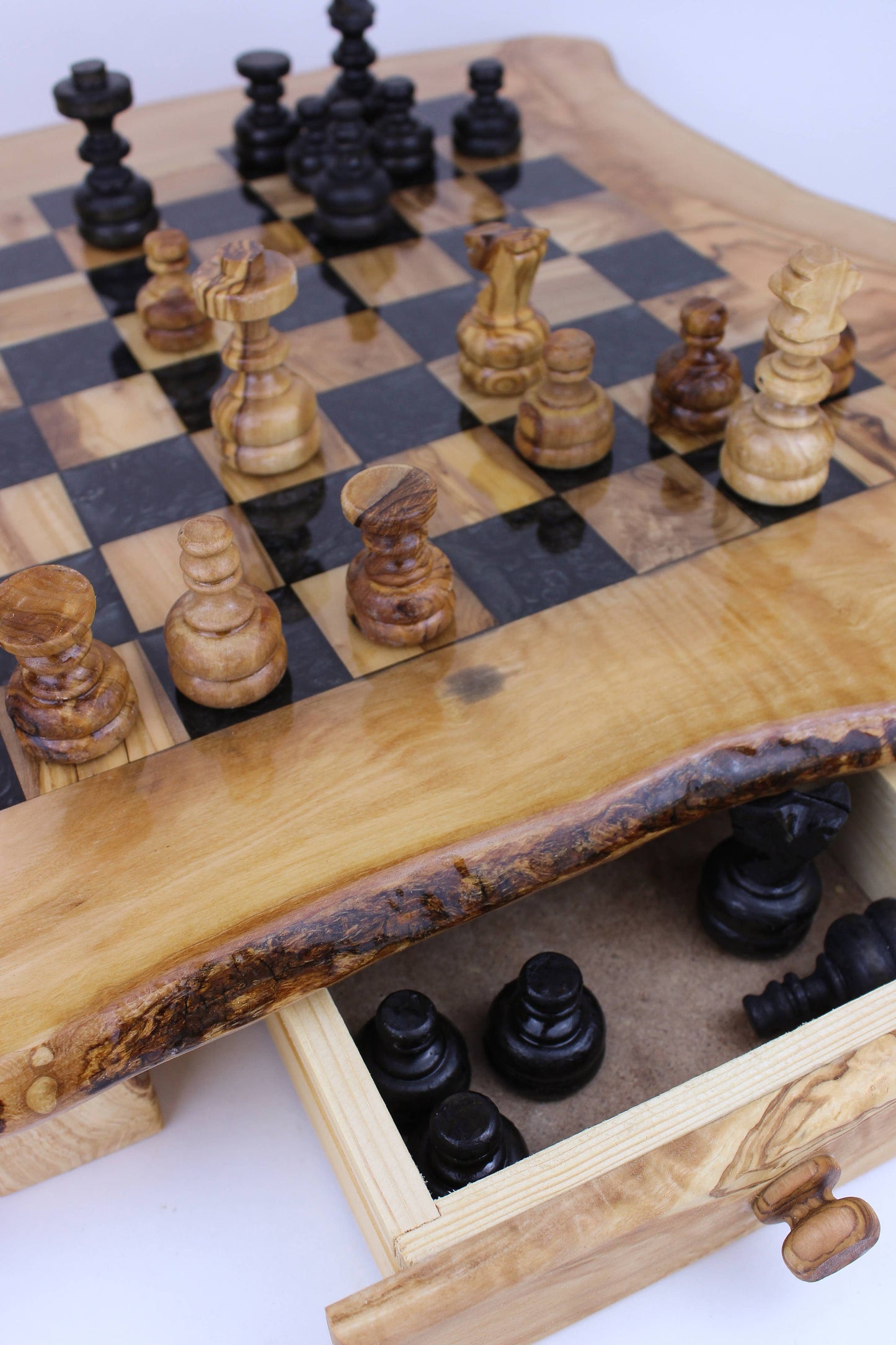 Olive Wood Resin Chess Board
