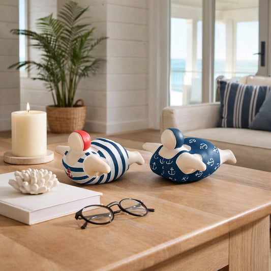 Blue Ceramic Bathing Beauties, Set of 2
