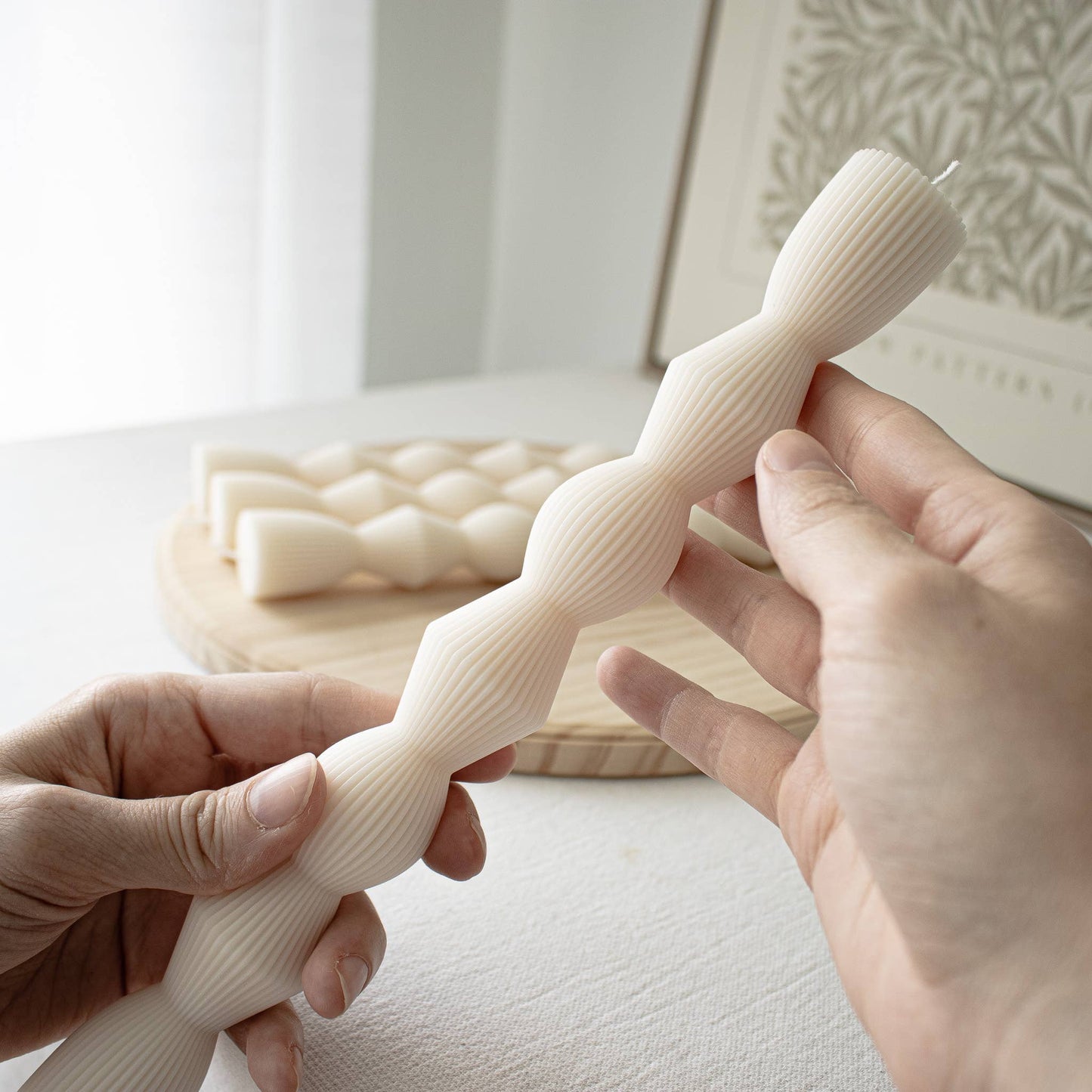 Ribbed Hourglass Taper Candles- Set of two