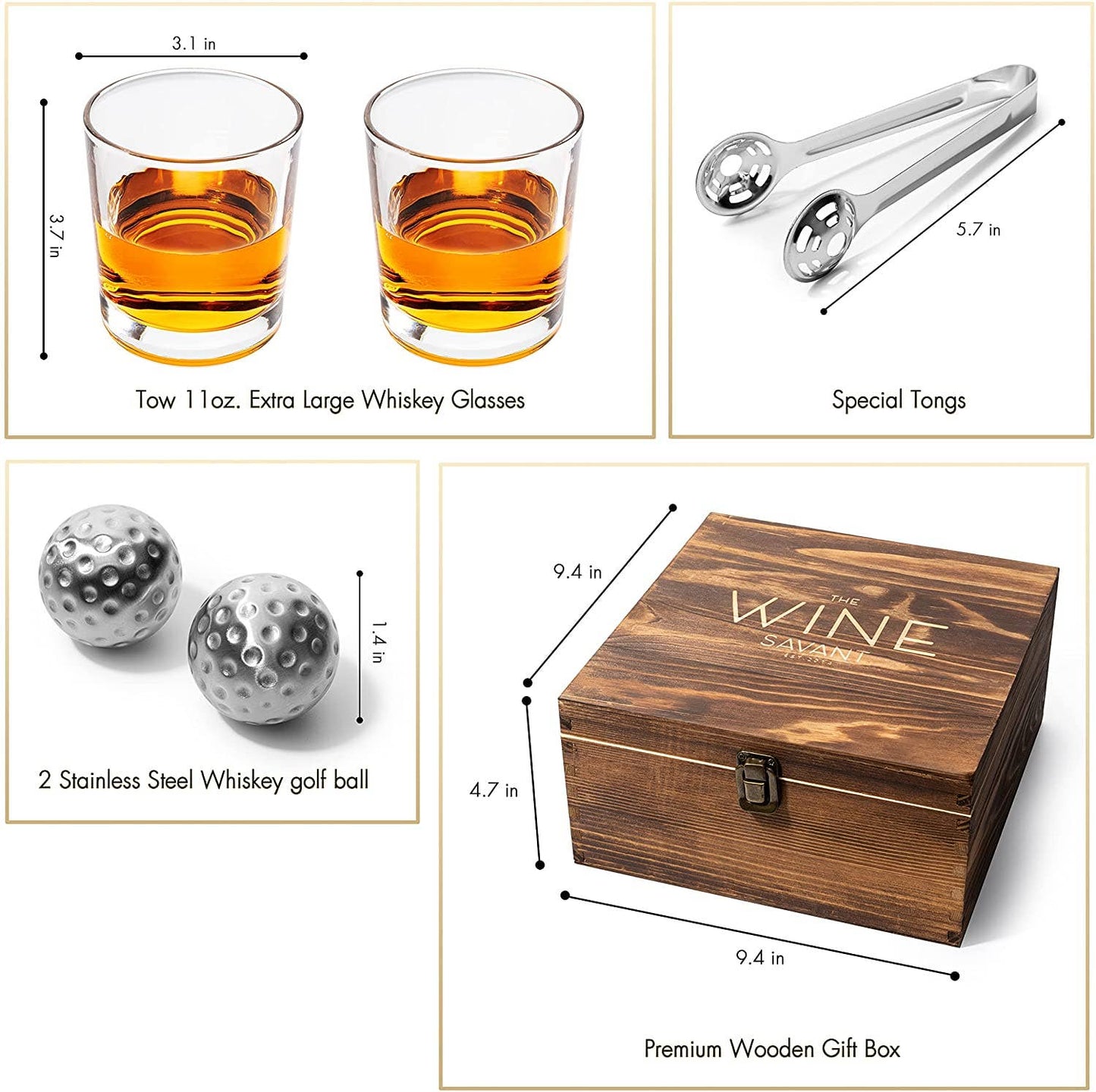 Golf Whiskey Glasses - Golf Ball Chillers Gift Set