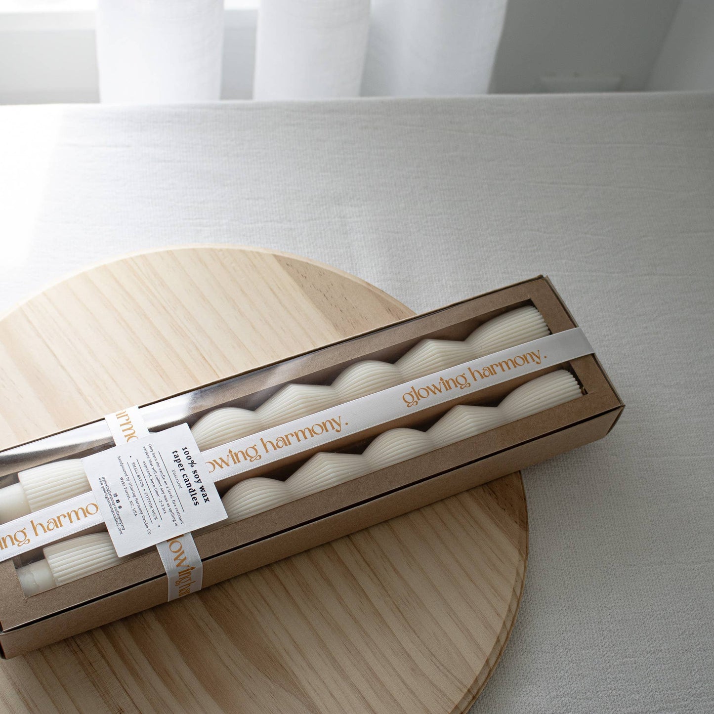 Ribbed Hourglass Taper Candles- Set of two