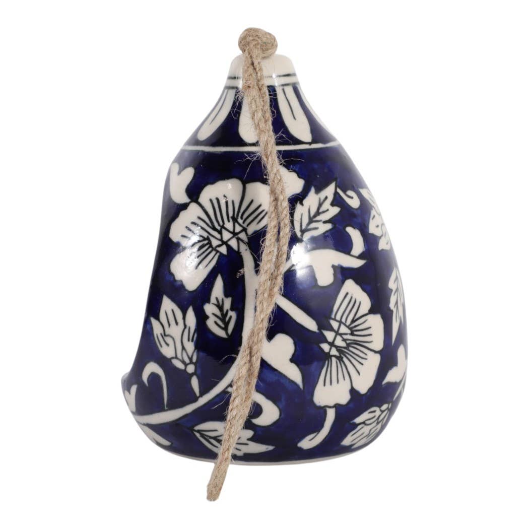 Bird Feeder Blue/White Ceramic Teardrop Shape House