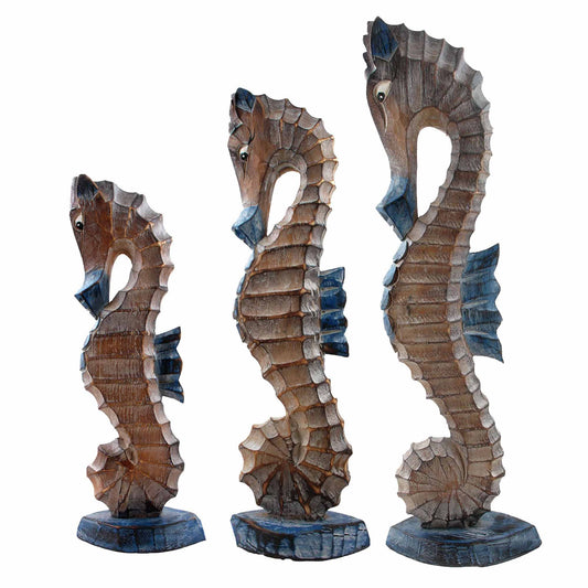 Coastal Charm Wooden Seahorse Set