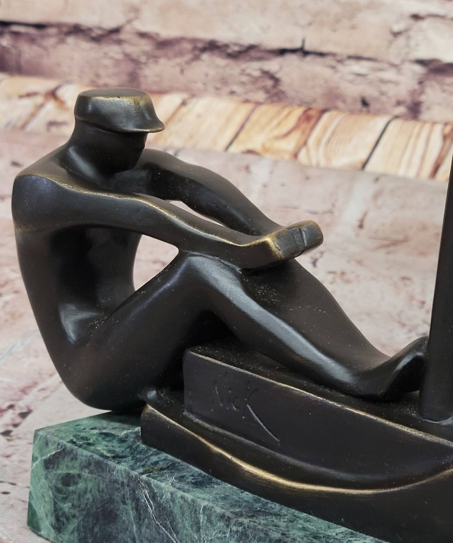 Rowing Crew Boat Canoe Kayak Water Sports Bronze Sculpture