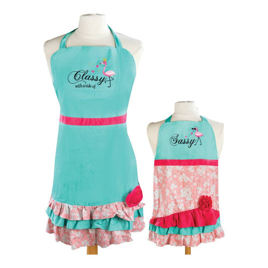 Mommy And Me Classy Sassy Apron Set with Flamingos
