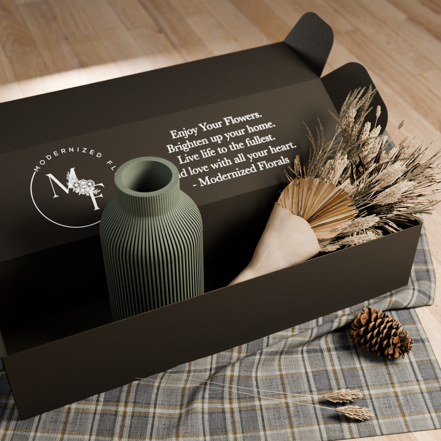 Dried Bouquet Gift Box with Bottle Vase (Large)