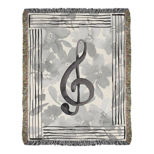Music Note With Flowers - Treble Woven Throw