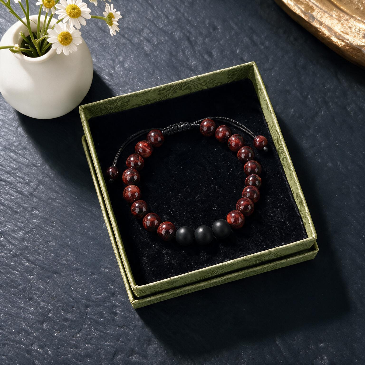 8mm Tiger Eye Obsidian Bracelet