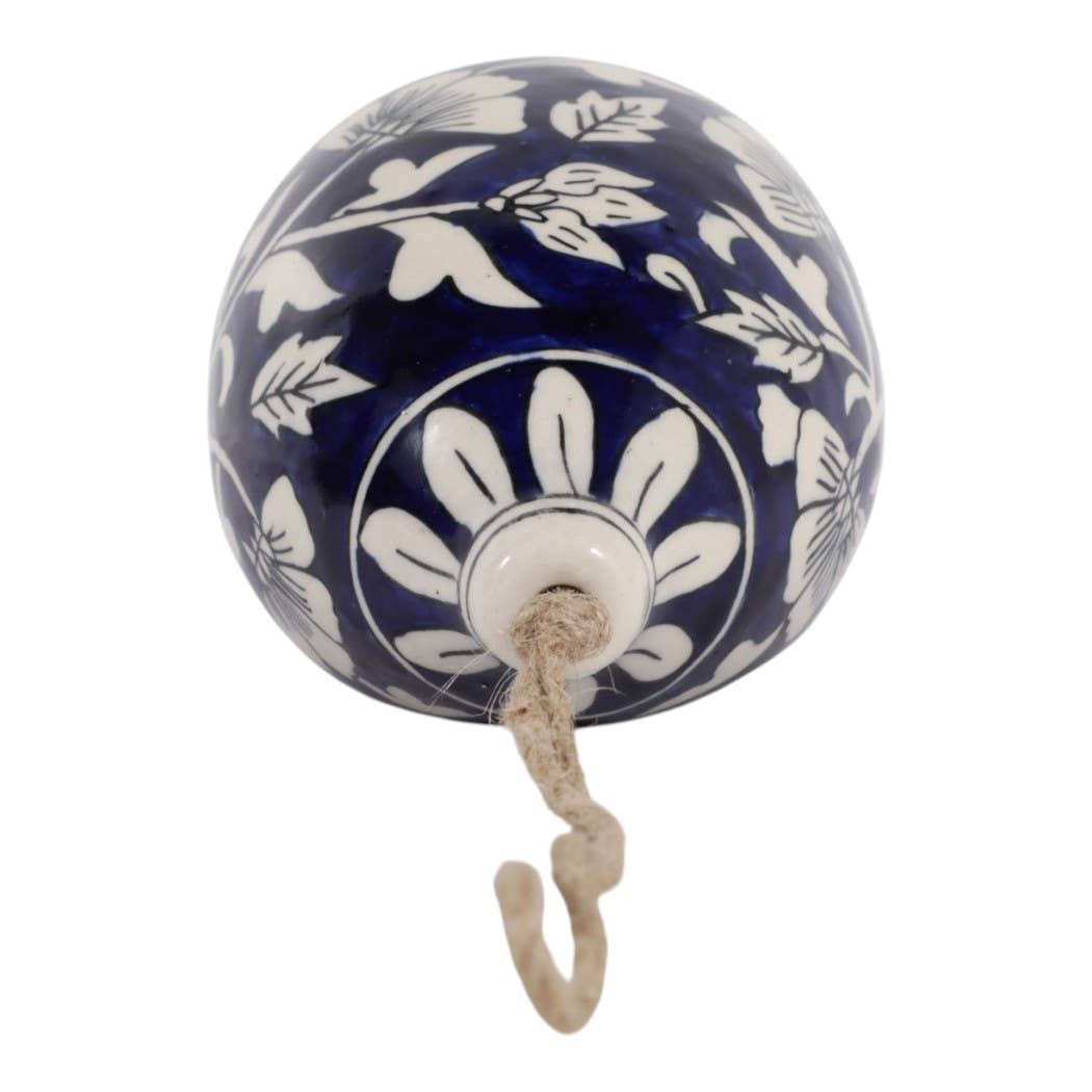 Bird Feeder Blue/White Ceramic Teardrop Shape House