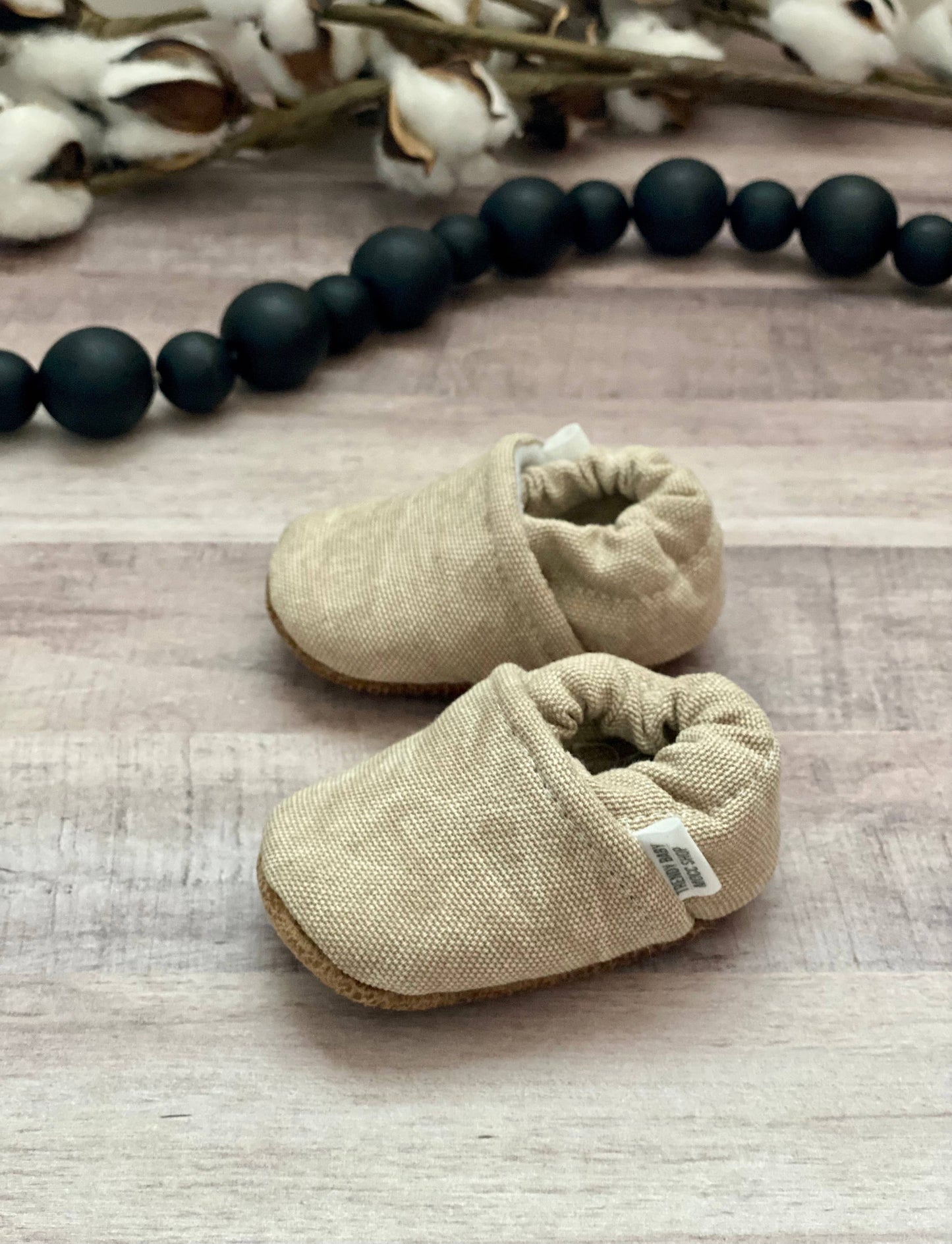 Tan Distressed Denim Moccasins