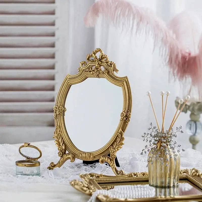 Vintage Style Gold Ornate Tabletop Mirror