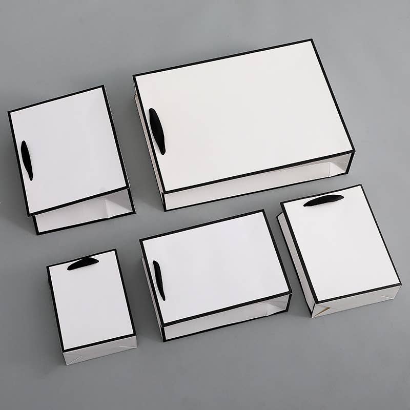 White with Black Border Paper Gift Bag
