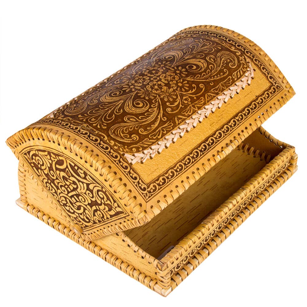 Birch Bark Flower Ornamental Bread Box