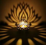 Decorative Metal Tealight Holder Set – Lotus (Set of 2)