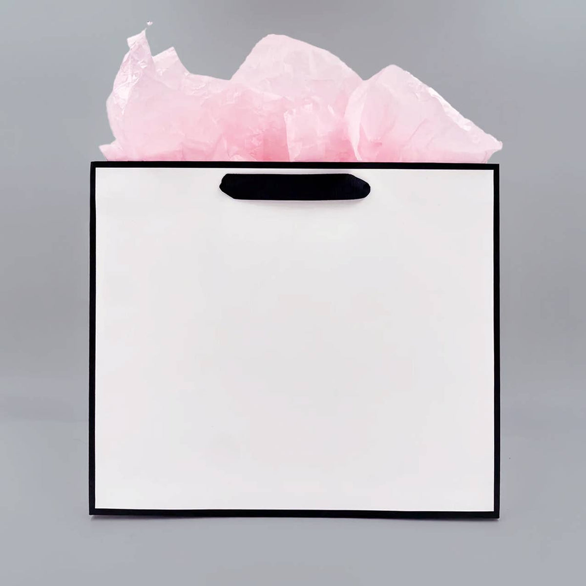 White with Black Border Paper Gift Bag