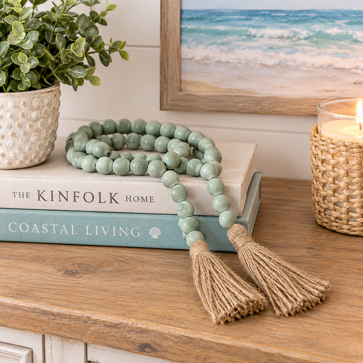 Sea Green Wooden Beads Garland
