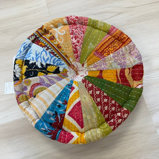 Round Kantha Floor Pillow