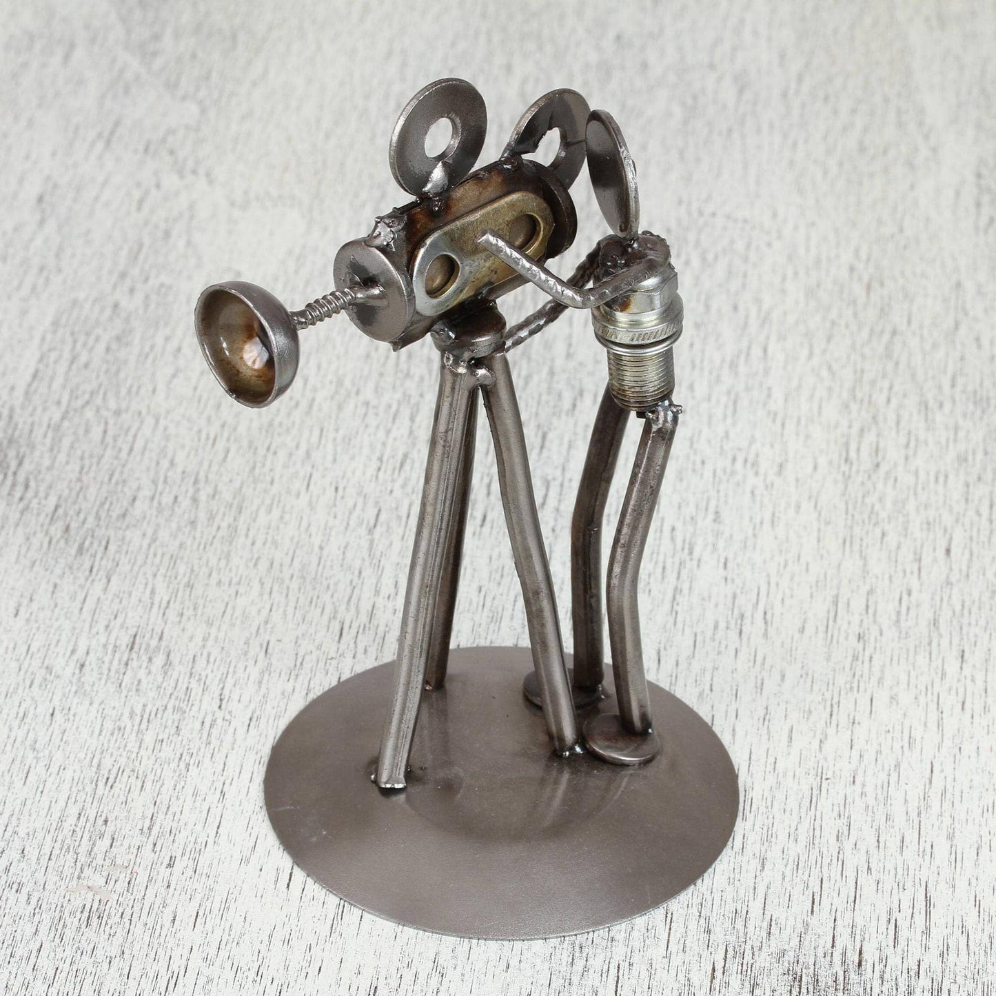 Handmade Rustic Camera Man Iron Statuette