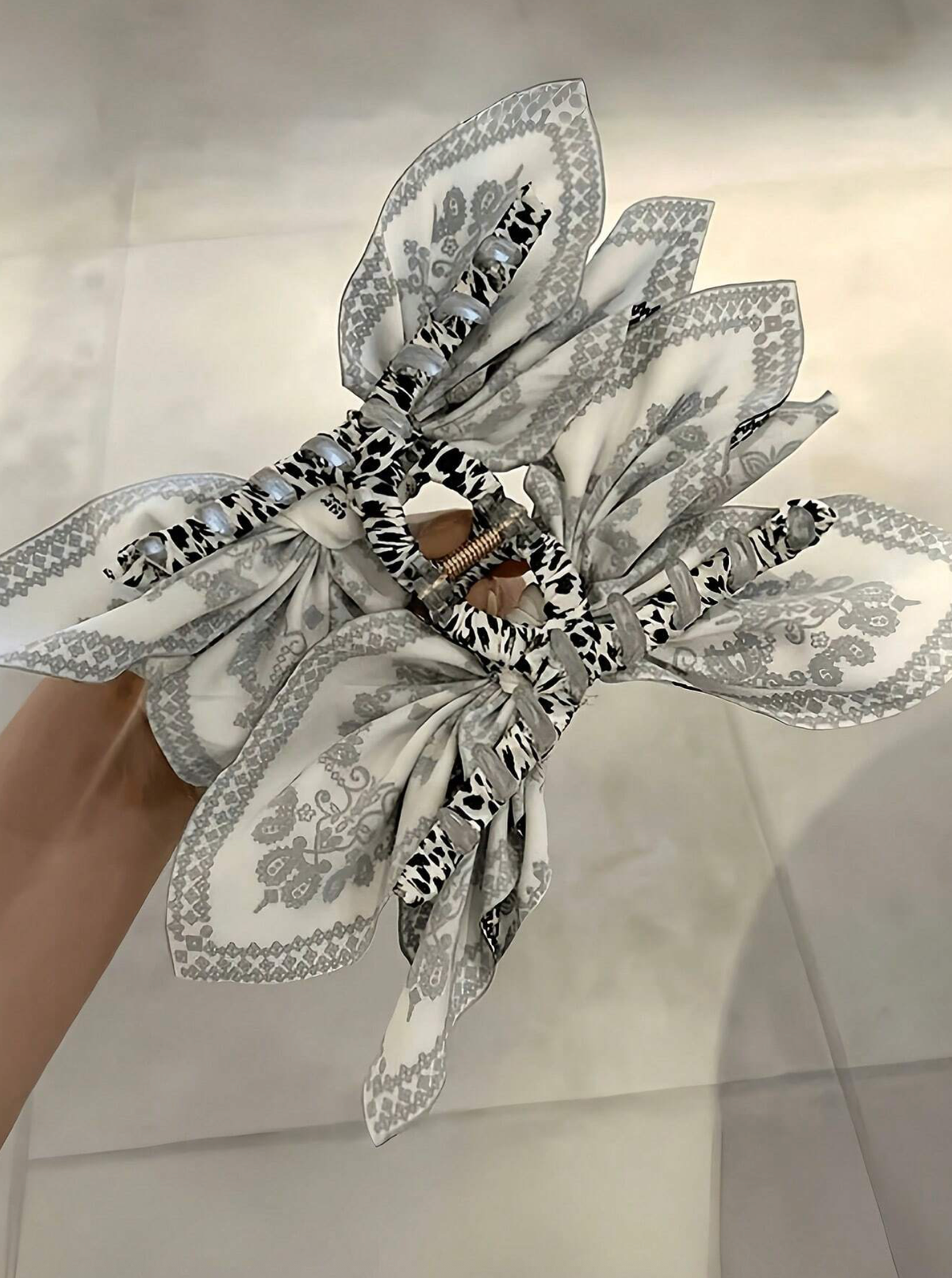 Bandana Style Print Bow Hair Clips